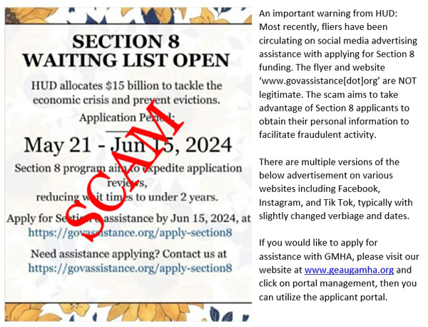 image of section 8 waiting list scam